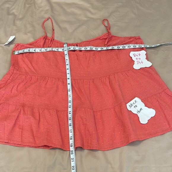 Old Navy NWT szXXL orange flowy tiered adjustable strap top - Picture 7 of 8